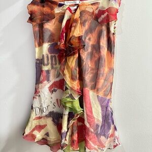 Christian Dior Vibrant Multicolor ruffle skirt size 42/10 New - no tags.